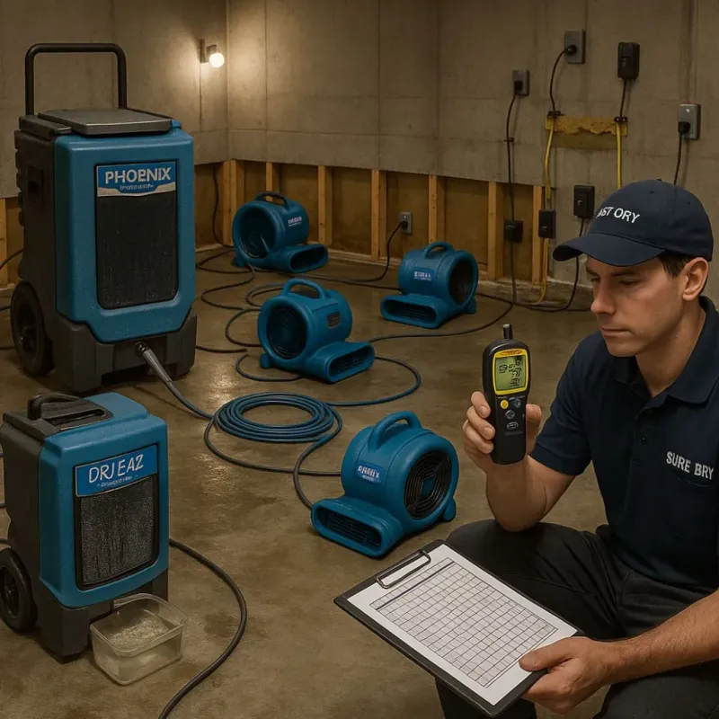 Structural Drying and Dehumidification process in Bartlett, TX